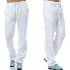 Pantaloni Di Lino in Cotone Da
