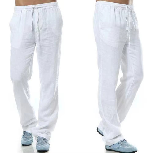 Pantaloni lino cotone - lino, in