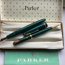 PARKER SENIOR  DUOFOLD  14CT   GOLD   NIB FOUNTAIN PEN/PENCIL  SERVICED  SUPERB