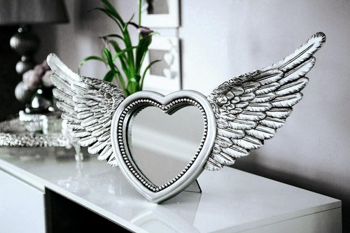 Grande specchio cuore - grande, argento