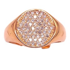 Anello  chevalier Argento 925 DORATO con zirconi. Anello argento MIGNOLO