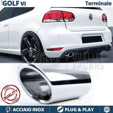 1X TERMINALE di Scarico per VW GOLF 6 in ACCIAIO Inox Cromato Clip Plug & Play