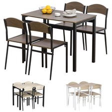 HOMCOM Set da Pranzo Tavolino e 4 Sedie Legno, in MDF e Metallo