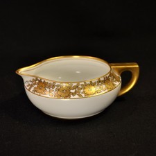 Ciotola per salsa Limoges P&P Paroutaud Freres oro floreale con contorni neri 1903-1917