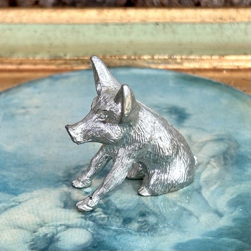 Vintage miniature pewter pig - vintage,