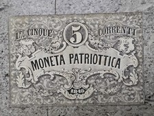 Venezia 1848 Moneta Patriottica Banconota 5 Lire Corrente Originale!
