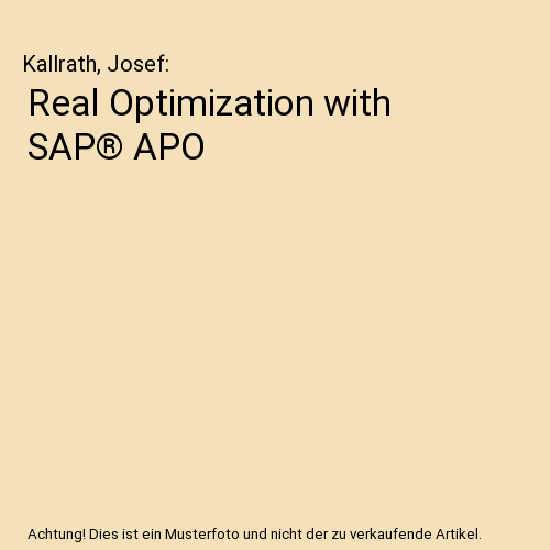 Real optimization with sap - optimization, sap®