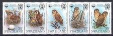 1982 SWAZILAND, Yv 399/403 Uccellini - Gufi - 5 Valori - MNH**