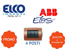 PLACCA SOFT METAL 4 POSTI COLORE ROSSO RAME ABB ELOS