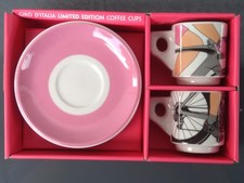 COPPIA DI TAZZINE DA CAFFE' IN CERAMICA GIRO D'ITALIA DA COLLEZIONE