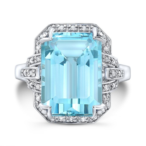 Acquamarina anello diamante - acquamarina,