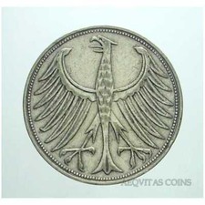 Germania / Germany - Federal Republic 5 Mark / Marchi  1951 F Argento