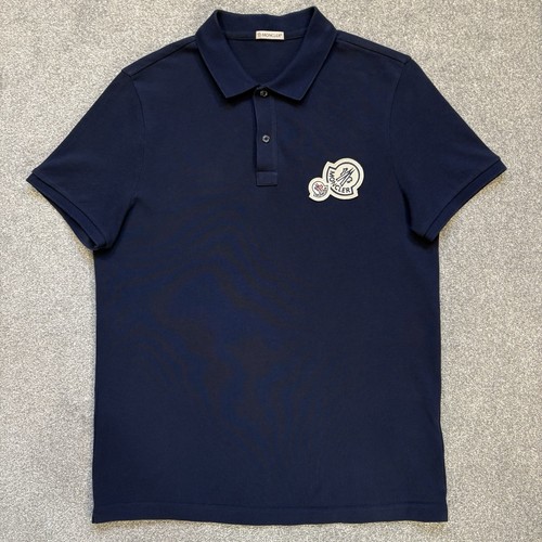 Polo moncler doppio logo navy - doppio,