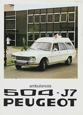 Peugeot 504 & J7 Ambulances 1975-76 Brochure pieghevole mercato francese 