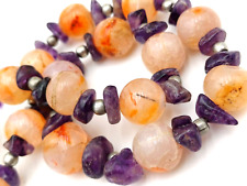 AMETISTA ED AGATA CORNIOLA  COLLANA CON PIETRE NATURALI