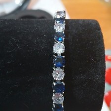 Bracciale tennis 7,5 pollici zirconi zaffiro e zirconi