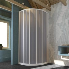 BOX DOCCIA PVC SOFFIETTO CABINA SEMICIRCOLARE APERTURA ANTA LATERALE BIANCO H185
