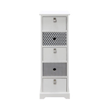 Rebecca Mobili Cassettiera Alta con 5 Cassetti in Legno Bianco Moderna Ingresso 
