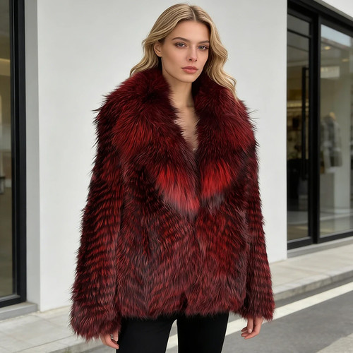 Cappotto pelliccia volpe rosso