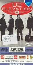 biglietto ingresso usato TORINO CONCERTO U2 ELEVATION tour 2001
