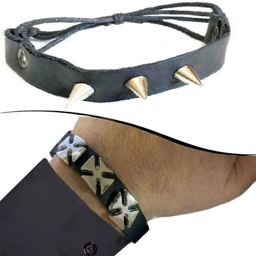 Bracciale con borchie pelle - bracciale,