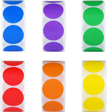 3000 Color Dot Stickers 6 Rolls 1 Inch Circle Labels for Office, School, Garage