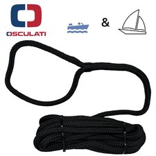 Festmacherleine con Occhio Imbarcazione Marino Motore Barca Corda 12mm X 7m Nero