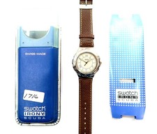 NUOVO Swatch Irony Scuba Watch SABLIER YDS400 con custodia e documenti 1995 NOS Gents