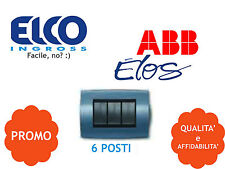 PLACCA SOFT METAL 6 POSTI COLORE BLU MEDITERRANEO ABB ELOS