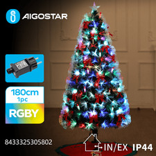 Albero di Natale in fibra ottica 180cm 205 led Rgby multicolor -rami folti- 8 gi