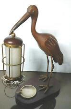 lampada da tavolo scultura in legno design anni 50 posacenere vintage