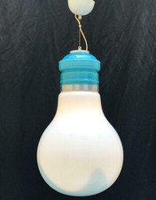 ❤️ lampadario Lampada sospensione vetro opaline 70s bicolore stile lampadina