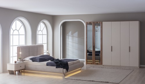 Set letto moderno con - , comodino
