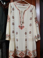 Abito barth calypso st 100 seta boho tunica ricamata taglia M