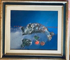 MANLIO BACOSI - 60x60 - NATURA MORTA CON PESCE - ANNO 1978.