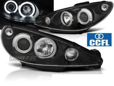 Coppia di Fari Anteriori per Peugeot 206 2002-Angel Eyes Neri CCFL IT LPPE29-ED 