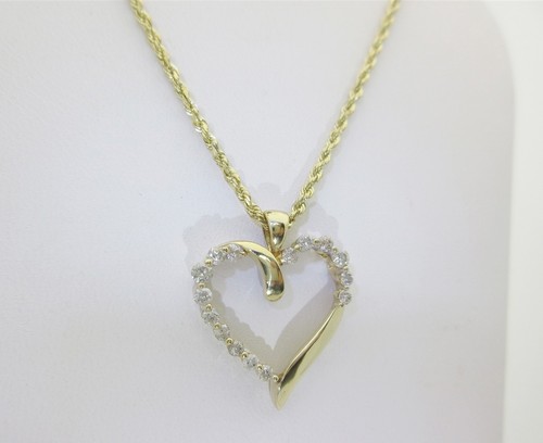 14k diamond heart necklace - diamond,