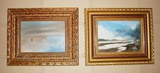 LOTTO 2 MARINE DIPINTI OLIO su TELA S. JURECIC in STUPENDE CORNICI IN LEGNO