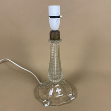 Antique Clear Cut Glass Lamp Light Bedside Table Gold Fitting Column Art Deco