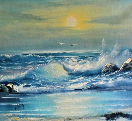 King firmato top dipinto mare - firmato,