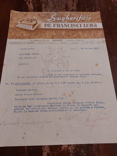 Fattura epoca sugherificio - sugherificio, de