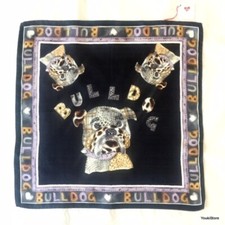 FOULARD BRACCIALINI "BULLDOG" black 50X50cm 100% seta MADE IN ITALY