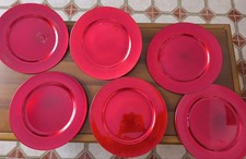 6 Sottopiatti- Vassoi Tondi Rossi 33 Cm Plastica