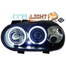 Coppia fari fanali anteriori TUNING GOLF IV 1997 2003 neri anelli ANGEL EYES ccf