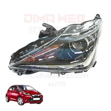 FARO ANTERIORE FANALE SX PER TOYOTA AYGO DAL 2014 AL 2018 PARABOLA NERA A LED