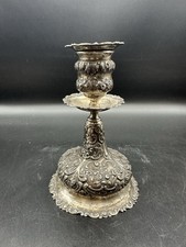 Candelabro in argento 800 decorazione a rilievo rosa Christoph Widmann Pforzheim 1900 circa