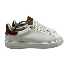 Bruno Magli Lucca Men’s Size 12 White Brown Leather Sneaker Currex Insoles