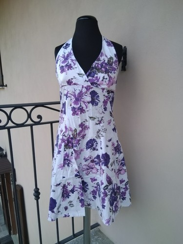Vestito floreale viola-bianco