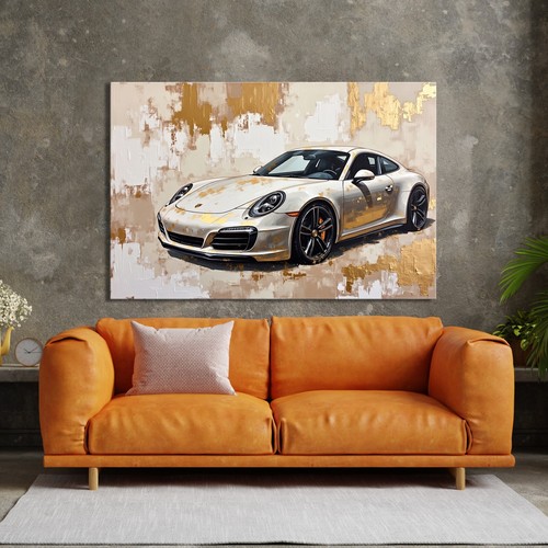 Quadro auto porsche dorato - auto,