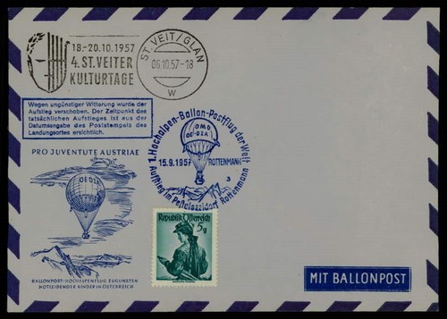 Austria posta palloncino - posta, 1957